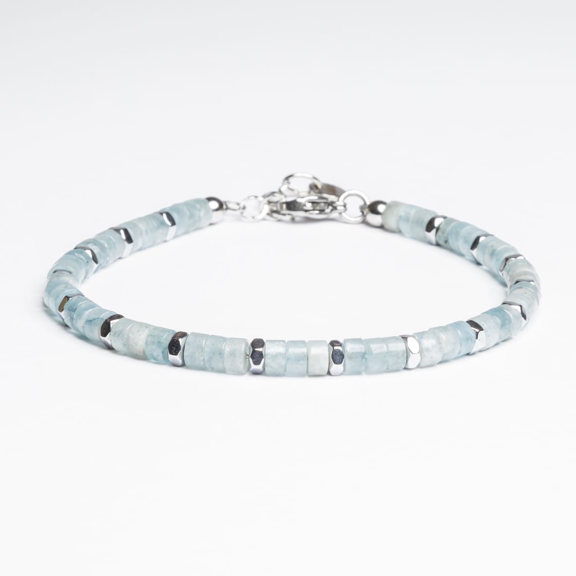 Bracciale Zenith in Agata azzurra ed ematite chiara