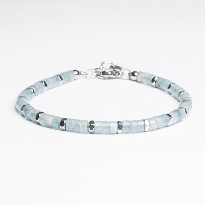 Bracciale Zenith in Agata azzurra ed ematite chiara