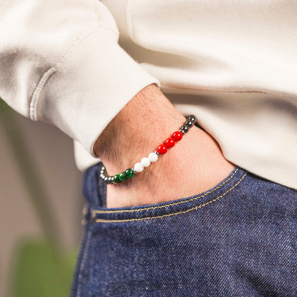 Bracciale Alpi in ematite, agata e occhio di tigre