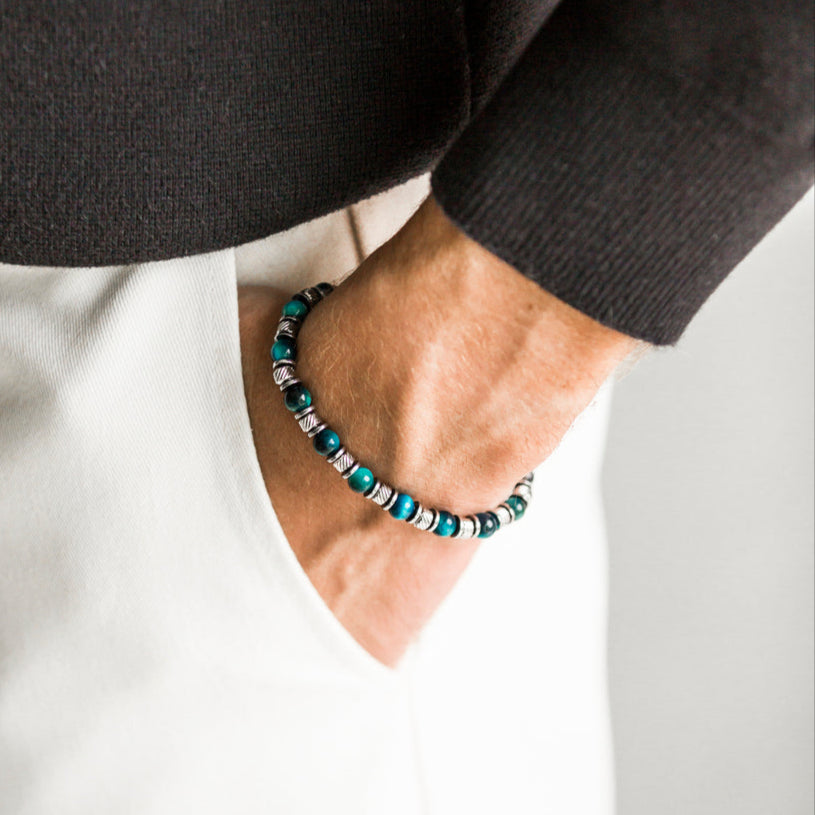 Bracciale Essenza in occhio di tigre azzurro