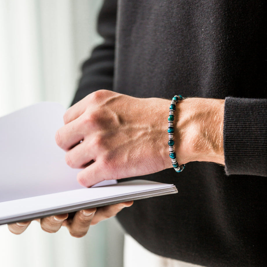 Bracciale Essenza in occhio di tigre azzurro