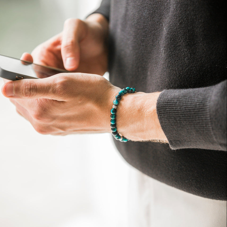 Bracciale Doge in occhio di tigre Blu zaffiro
