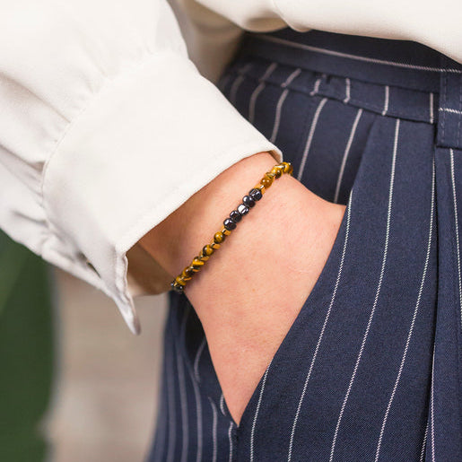 Bracciale Flora in ematite e occhio di tigre