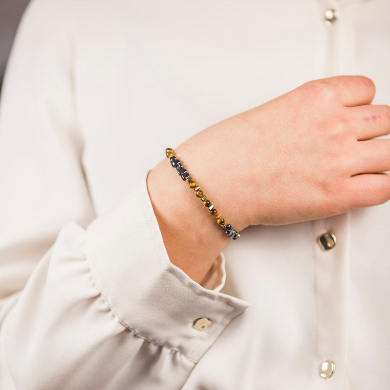 Bracciale Flora in ematite e occhio di tigre