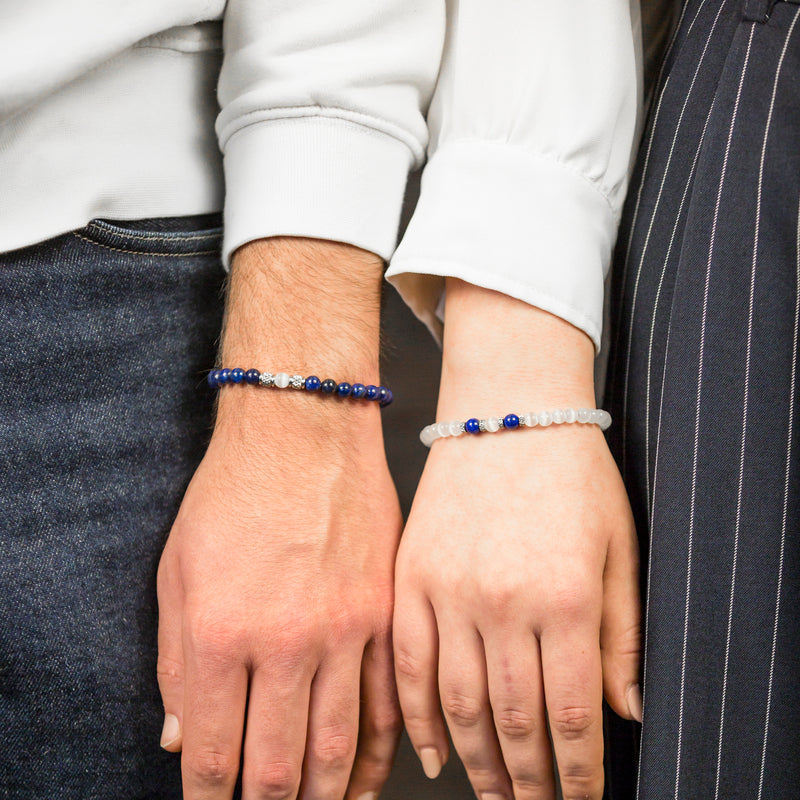 Bracciale Luna in lapislazzuli e cristallo occhio di gatto