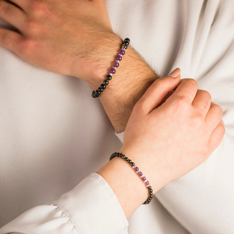 Bracciale Anima in ossidiana e ametista