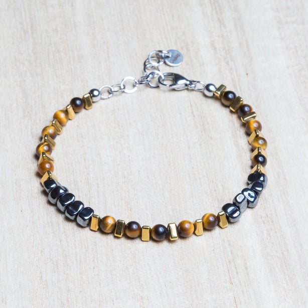 Bracciale Flora in ematite e occhio di tigre