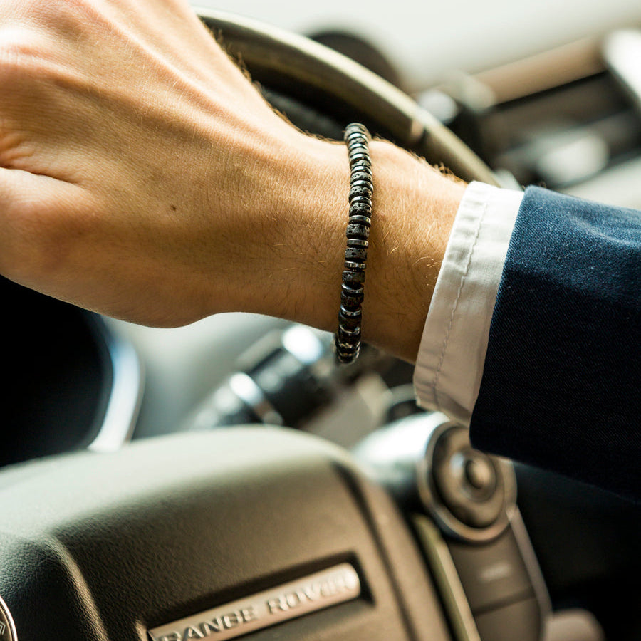 Bracciale Magma | Argento 925 & Pietra Lavica & Ematite