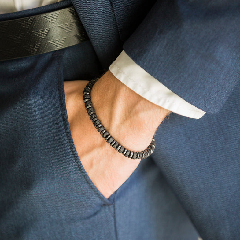 Bracciale Magma | Argento 925 & Pietra Lavica & Ematite