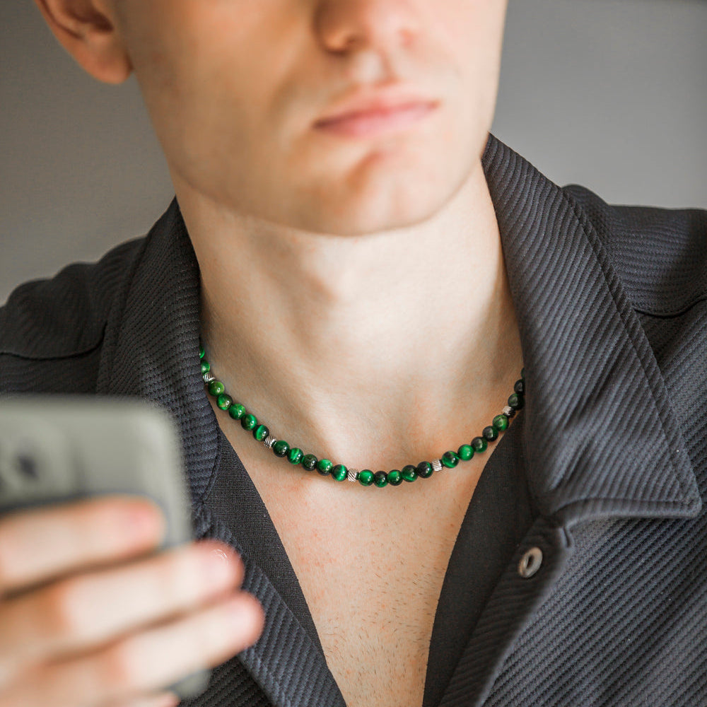 Collana Doge in occhio di tigre Verde smeraldo