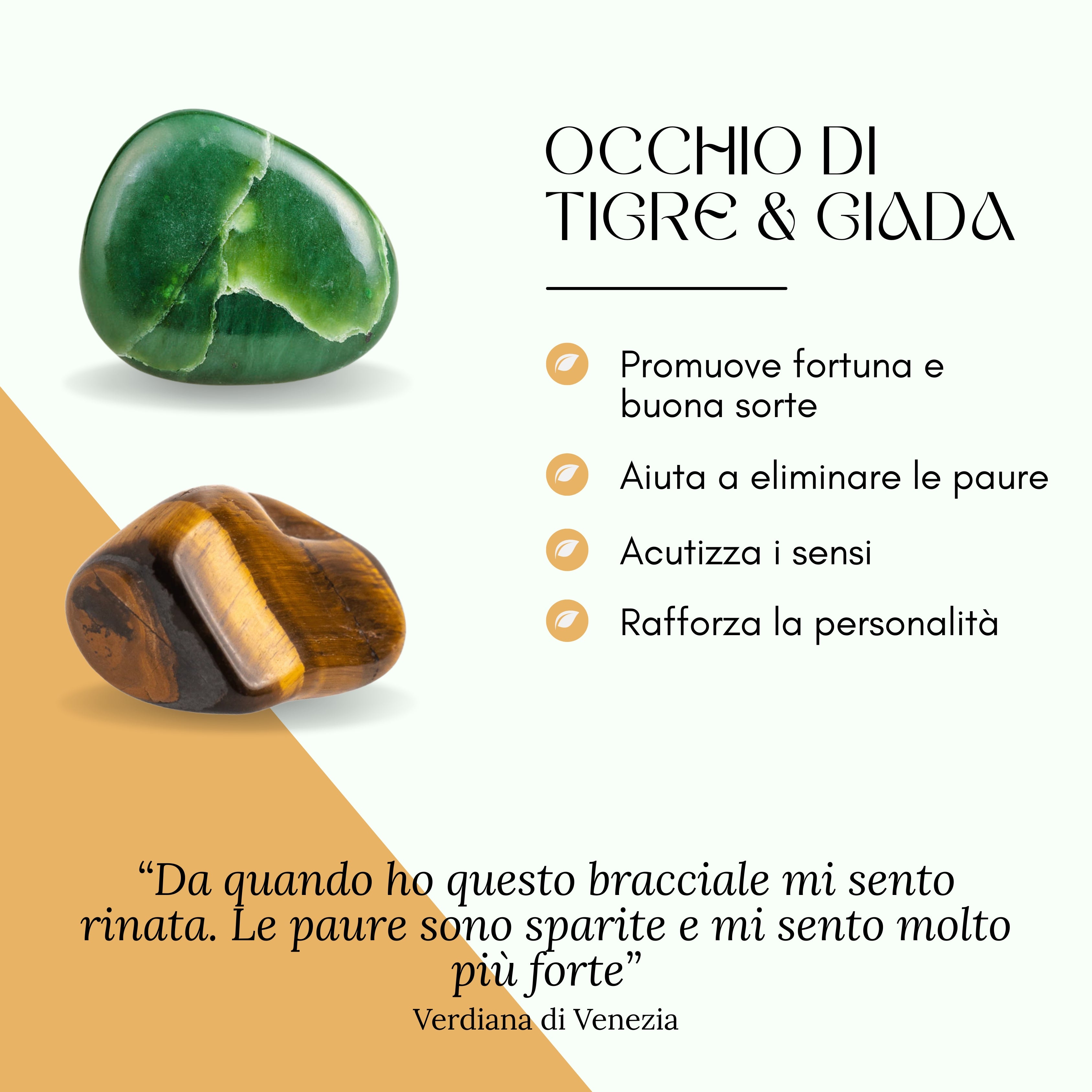 Bracciale Gemma in occhio di tigre e giada