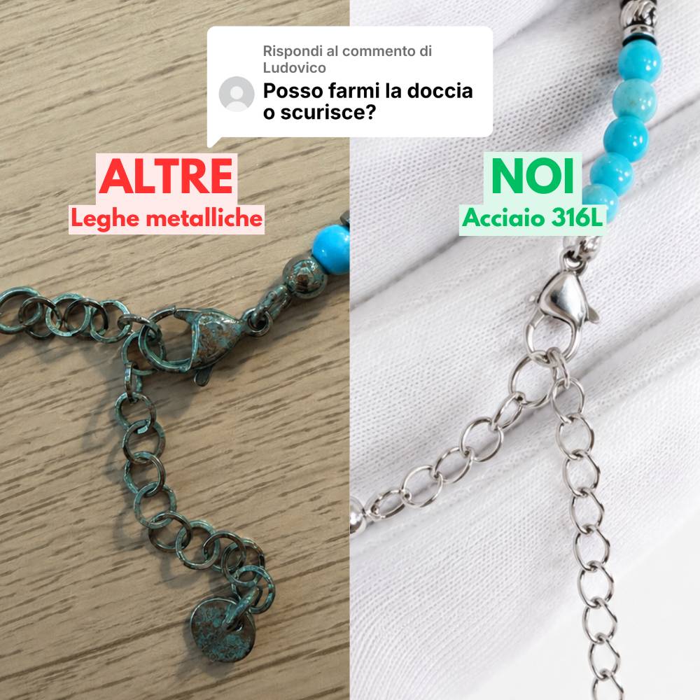 Collana Eterna in Howlite turchese | 4mm