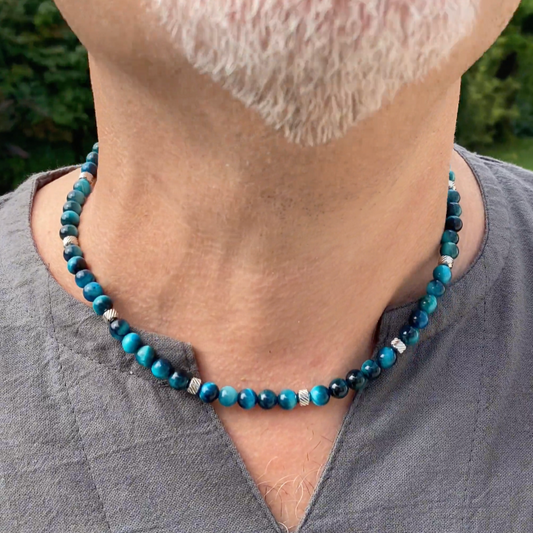 Doge Necklace in Tiger's Eye Sapphire Blue