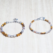 Coppia di bracciali in agata e occhio di tigre