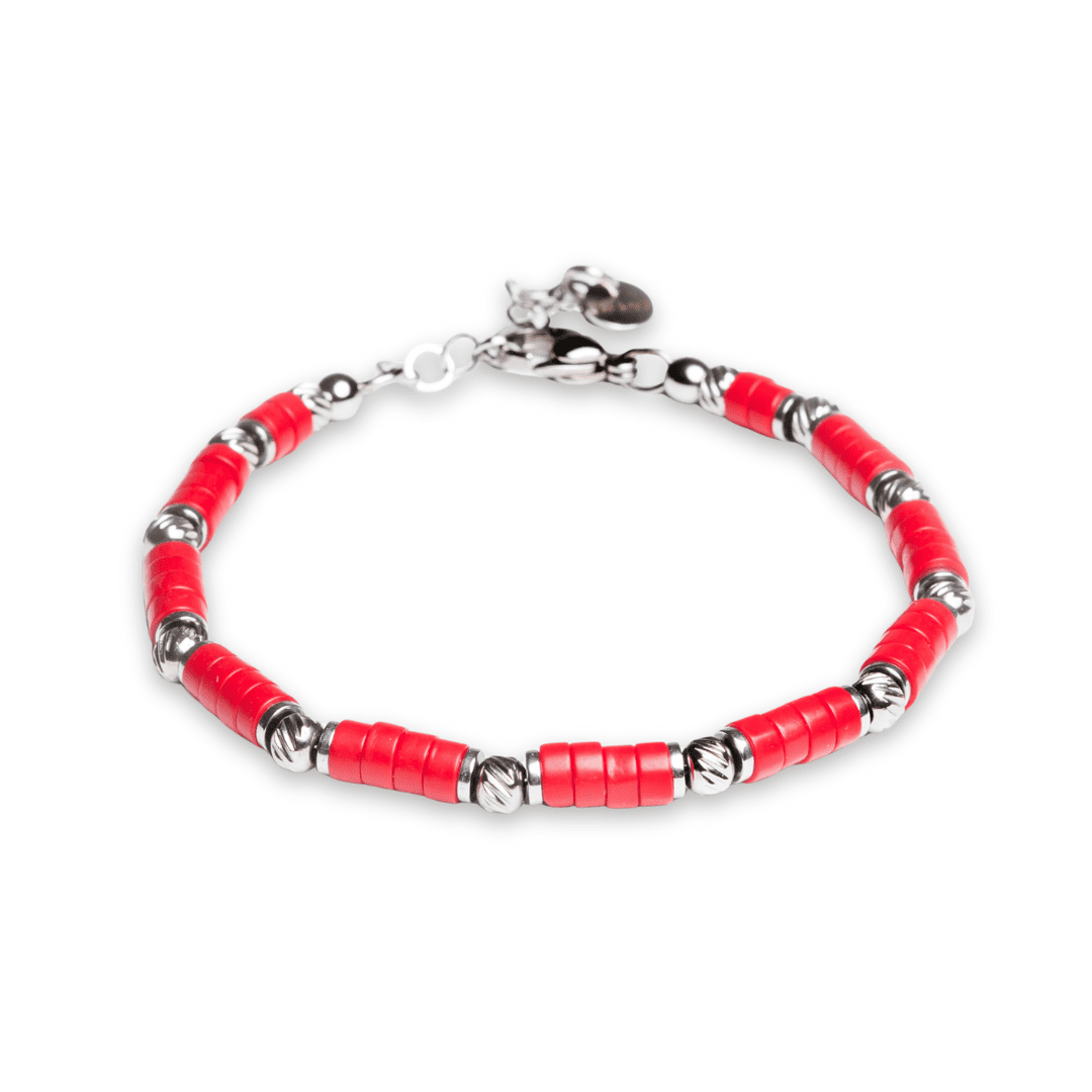 Bracciale Aria in agata rossa naturale su sfondo bianco, Lab93Studio
