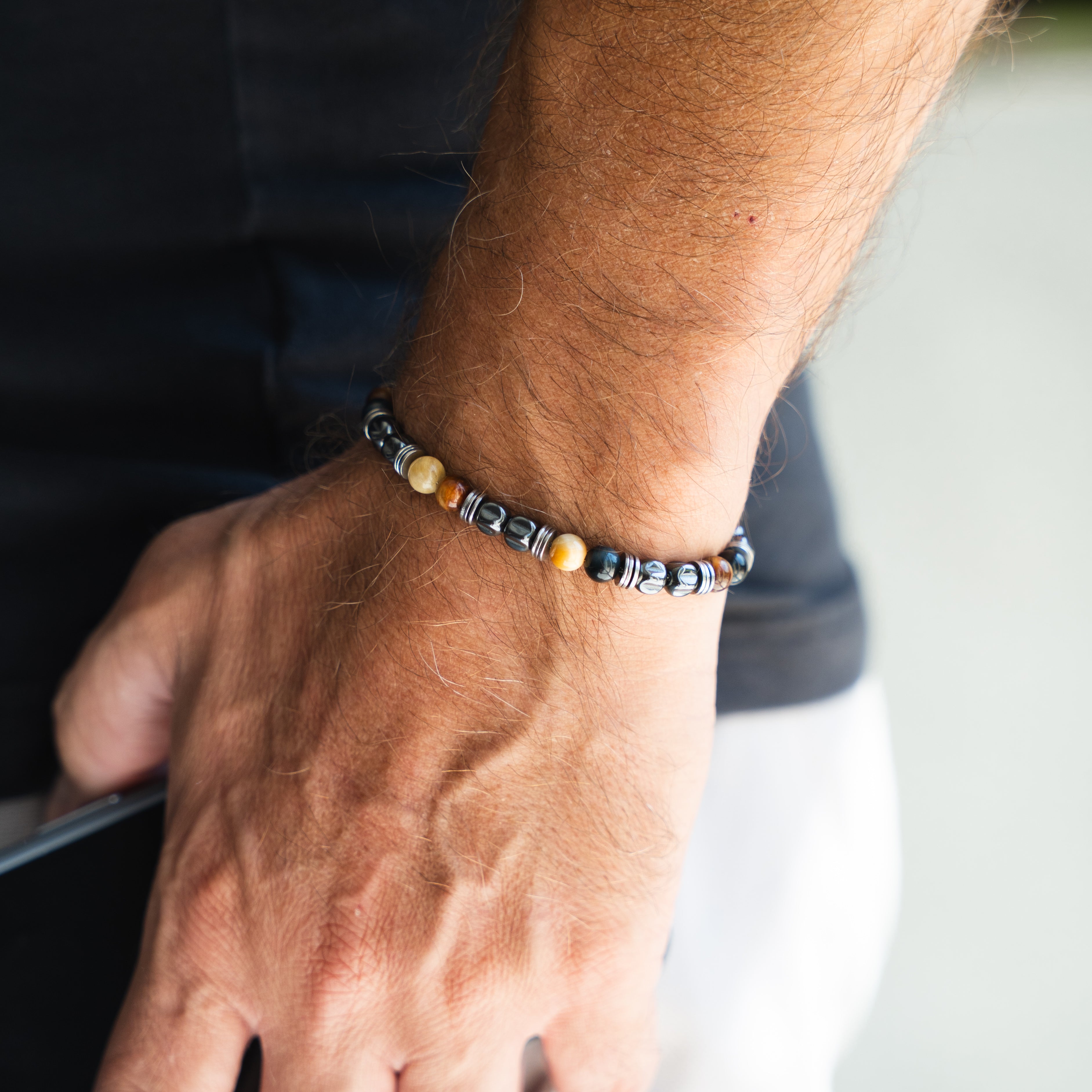 Bracciale Bacaro in ematite e occhio di tigre | 6mm
