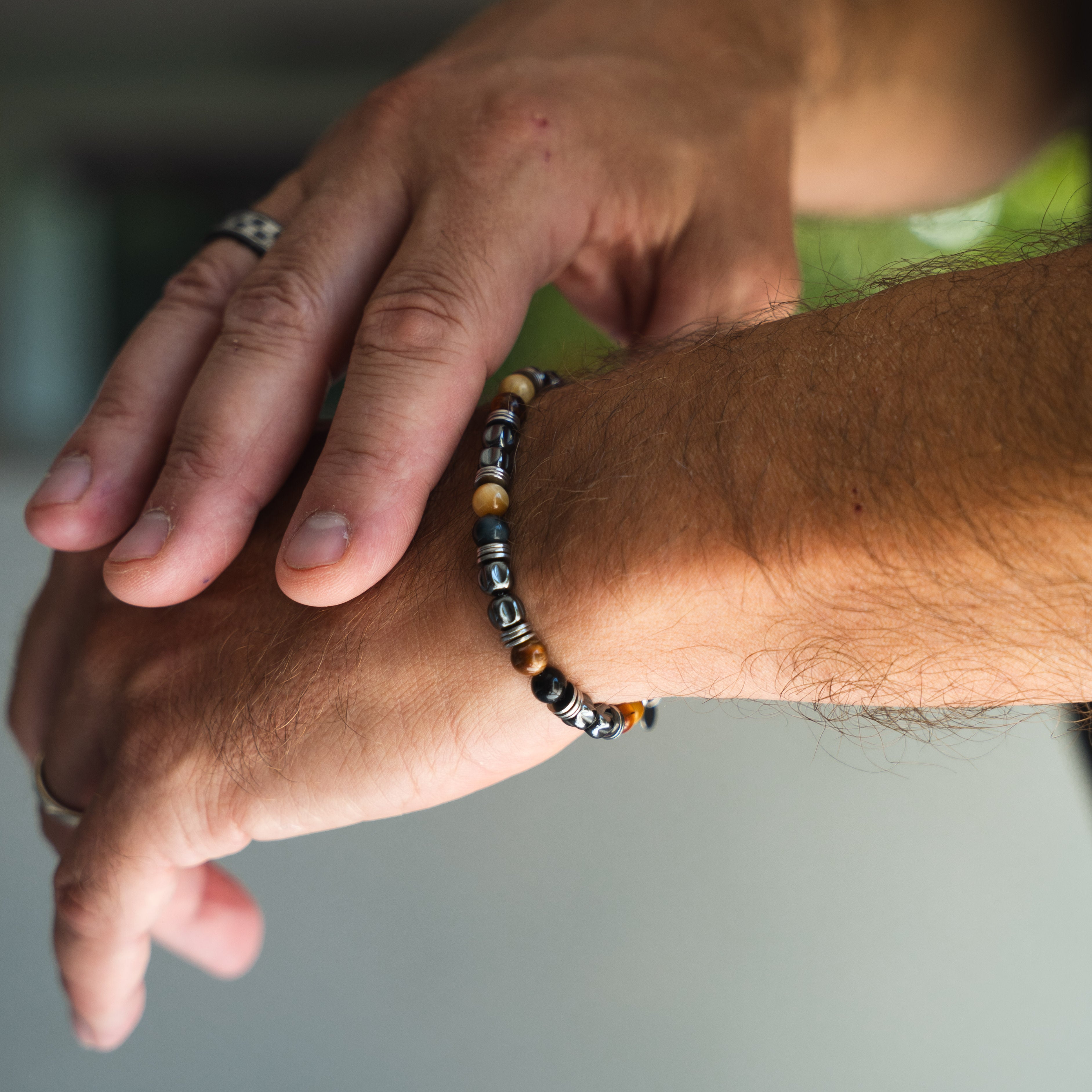 Bracciale Bacaro in ematite e occhio di tigre | 6mm