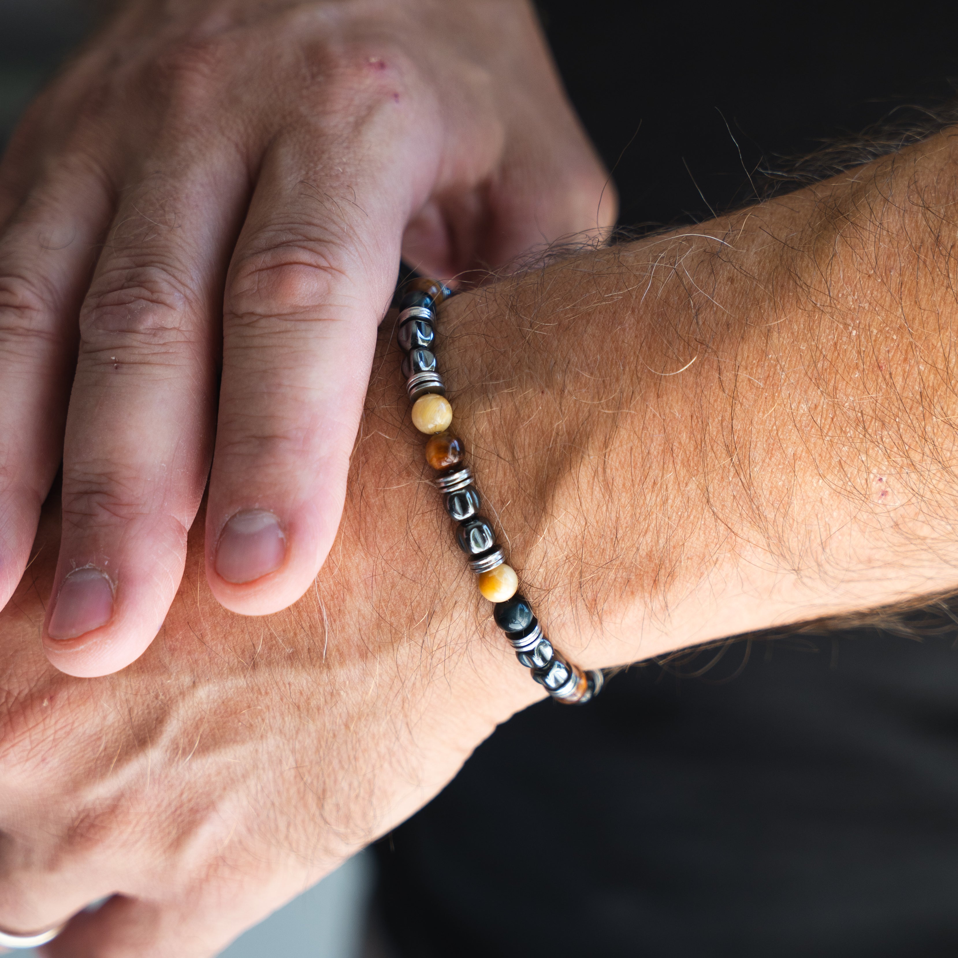 Bracciale Bacaro in ematite e occhio di tigre | 6mm