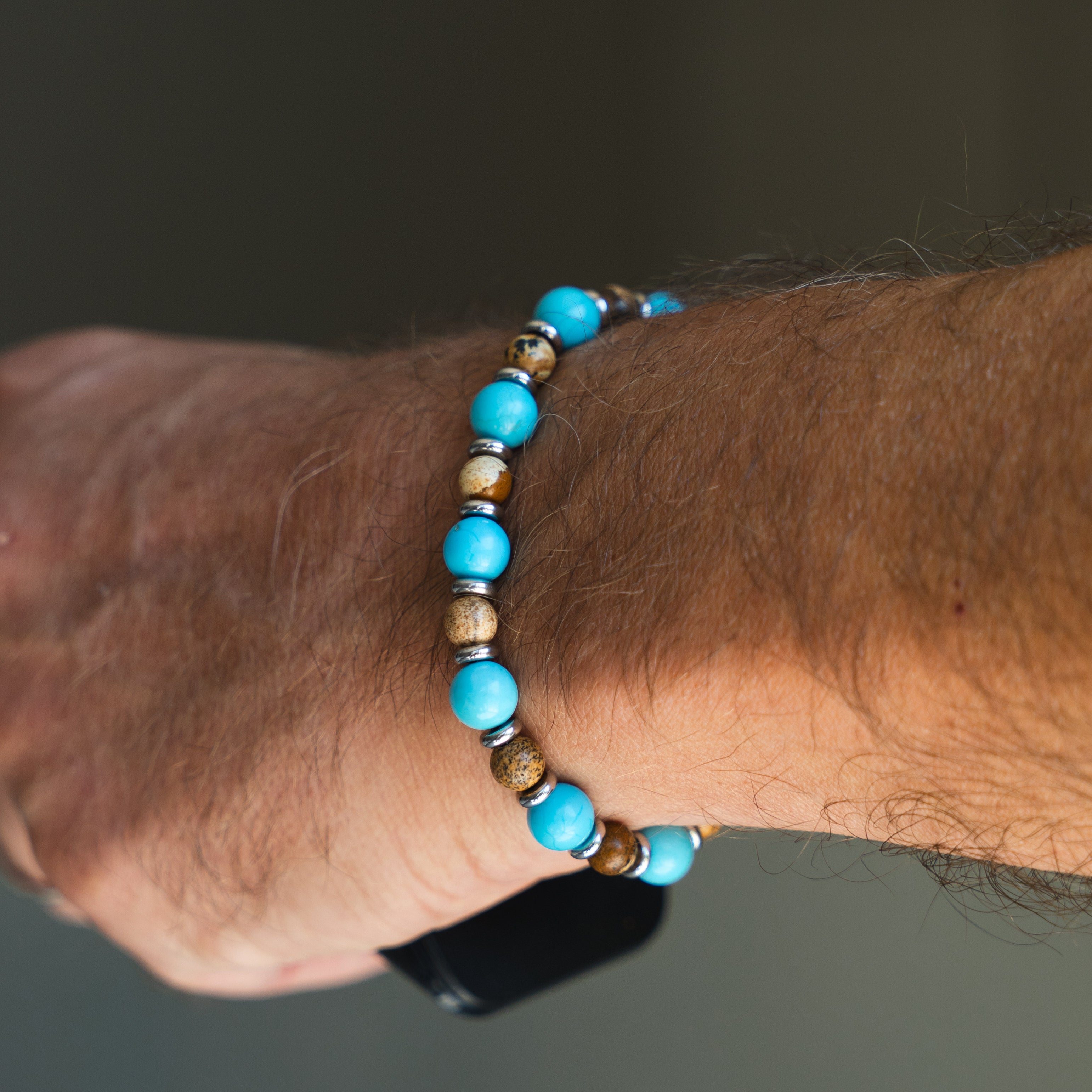 SET bracciale + collana Capri in Aulite e Diaspro | 6-8mm
