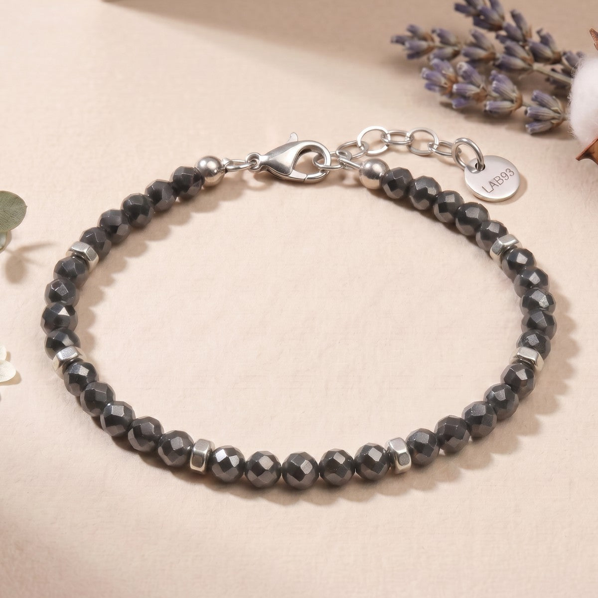 Bracciale Scogliera in Spinello | color argento 4mm