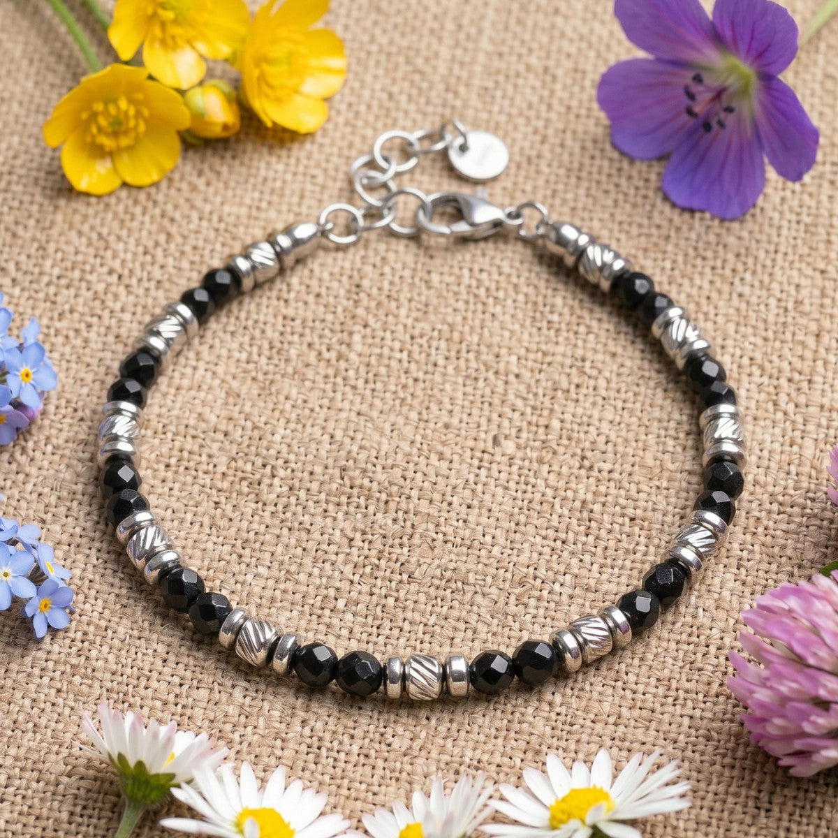 Bracciale Destino in Onice nera | donna 4mm