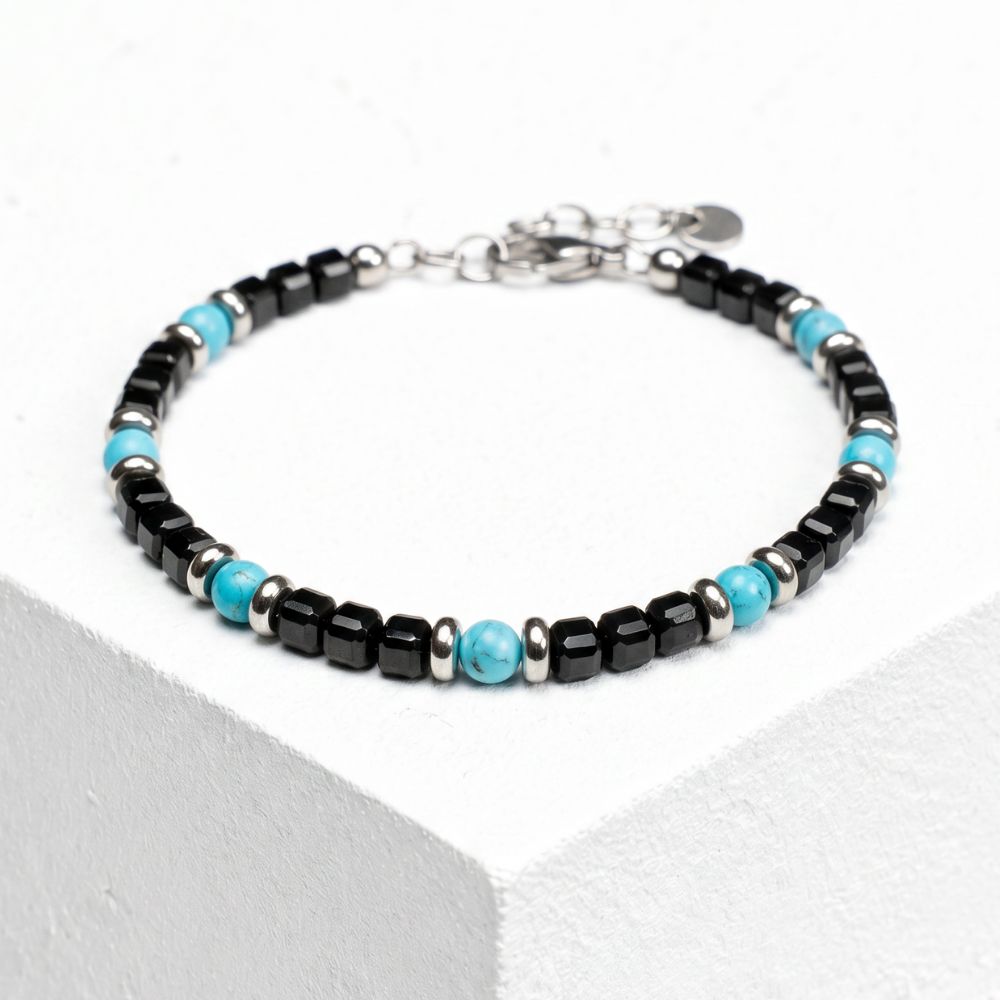 Bracciale Avana in howlite turchese e spinello | 4mm