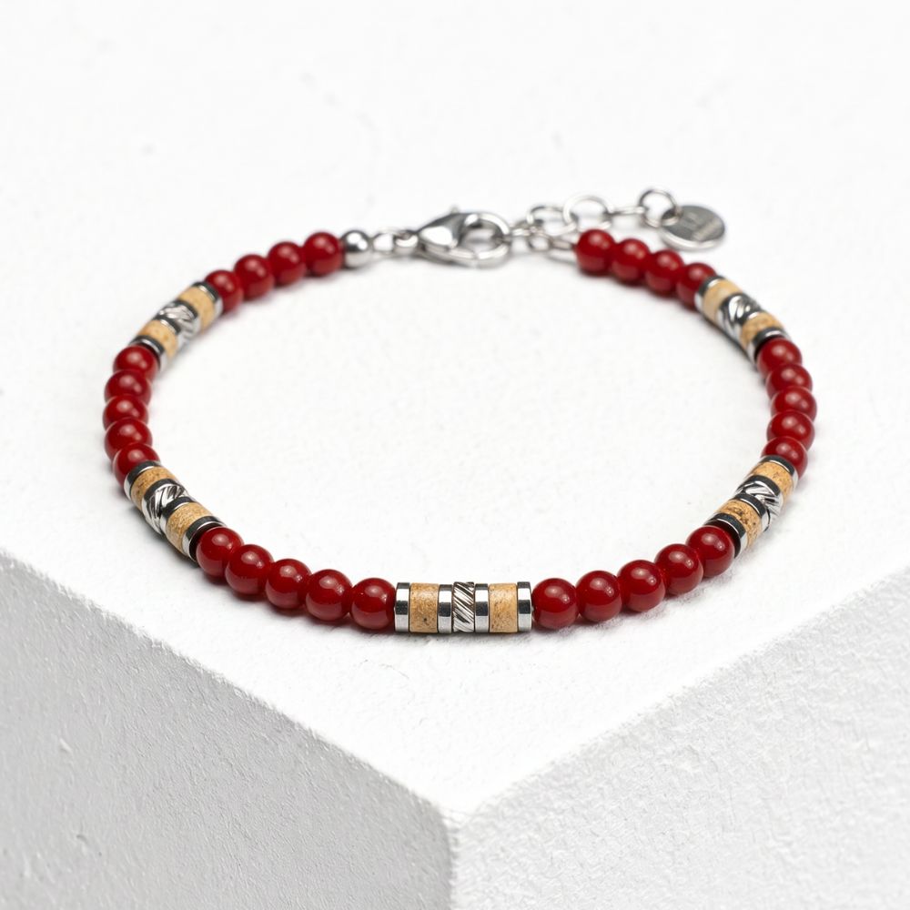 Bracciale Bricola in agata rossa e diaspro | 4mm