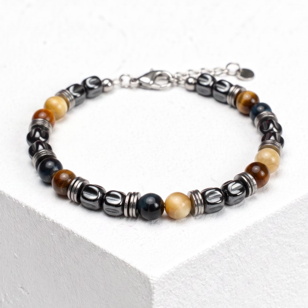 Bracciale Bacaro in ematite e occhio di tigre | 6mm