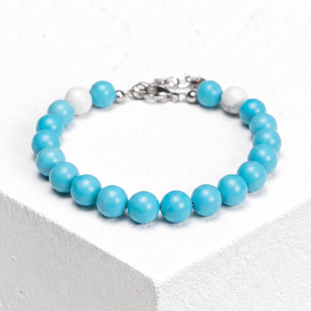 Bracciale Nila in Howlite turchese | 6mm | Nuovo