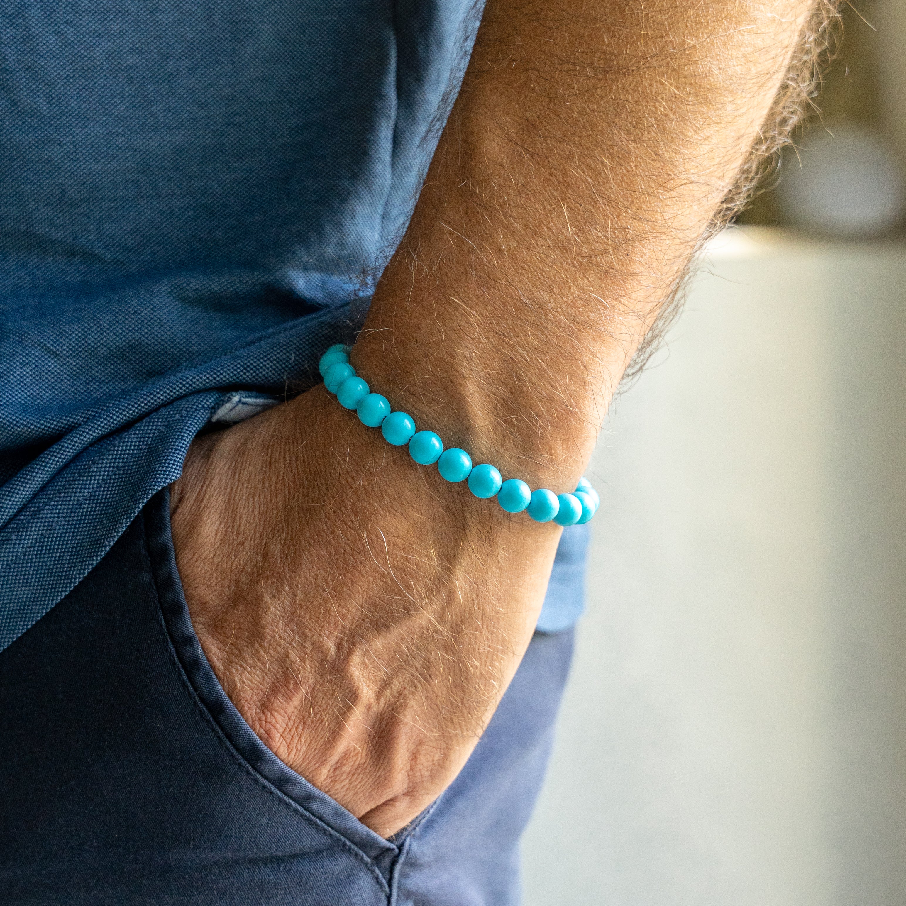Bracciale Nila in Howlite turchese | 6mm | Nuovo