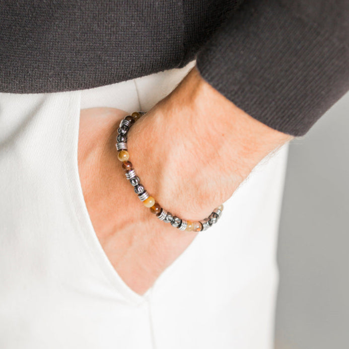 Bracciale Bacaro in ematite e occhio di tigre | 6mm