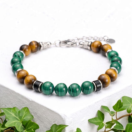 Armband Forest aus Malachit und Tigerauge | 8mm