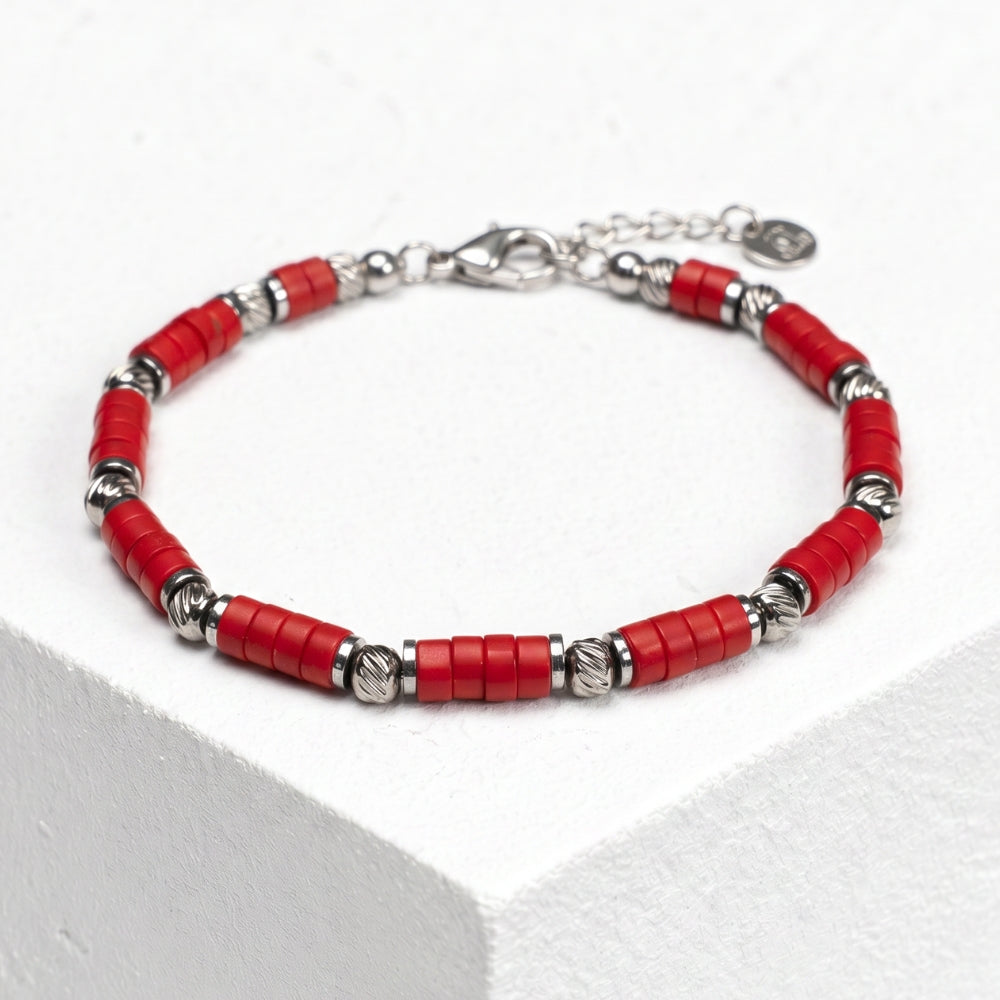 Bracciale Aria in agata rossa | 4mm
