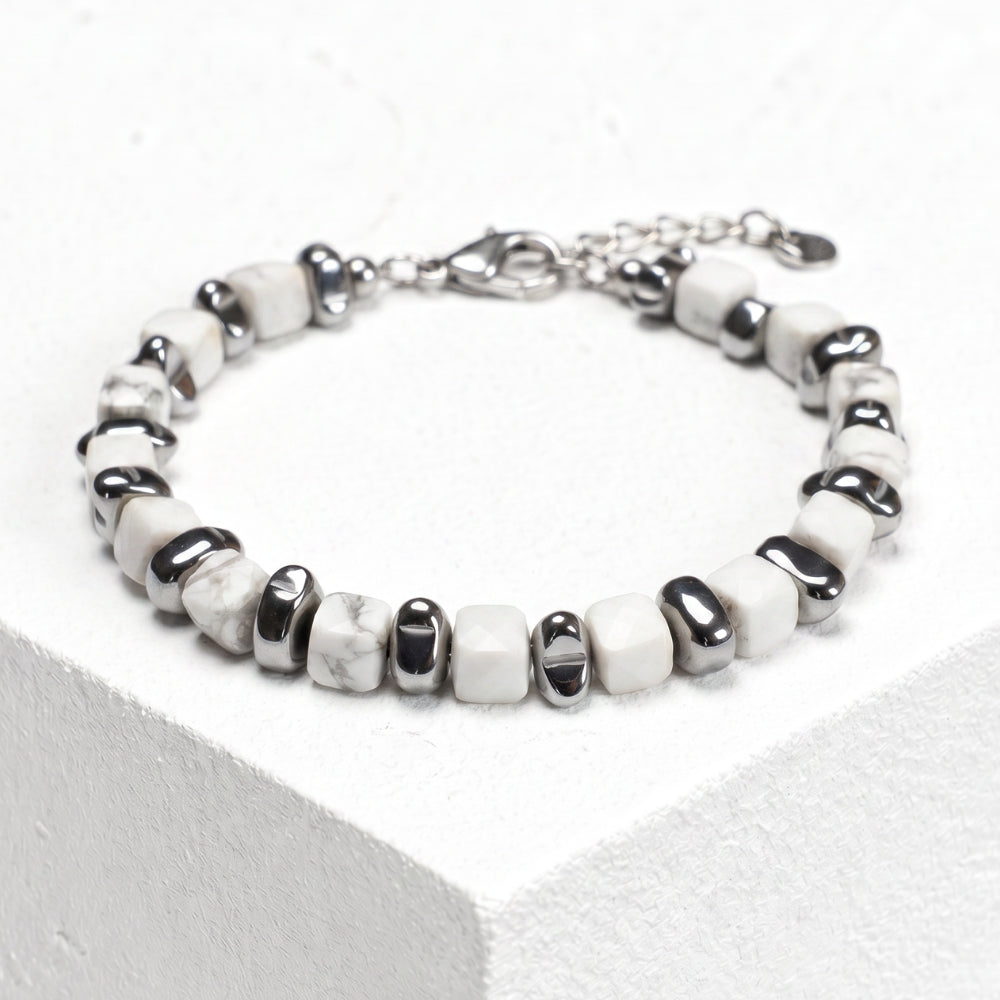 Bracciale Carrara in aulite ed ematite | 7mm
