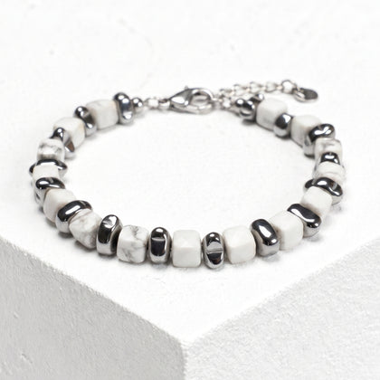 Carrara-Armband aus Aulit und Hämatit | 7mm
