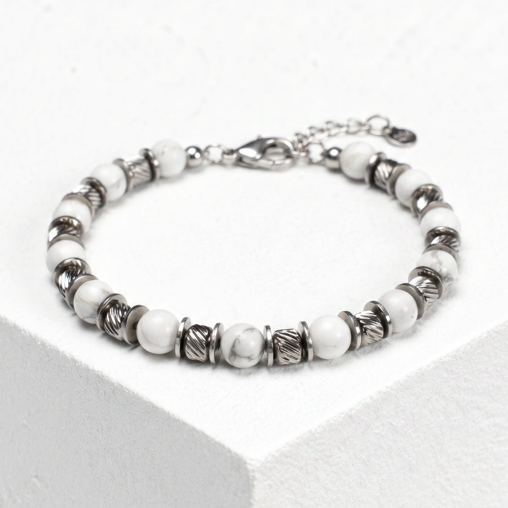 Bracciale Equilibrio in Howlite bianca | 6mm