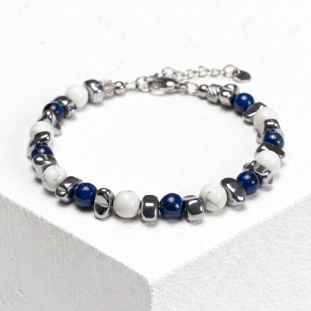 Bracciale Zefiro in lapislazzuli, aulite ed ematite | 6mm