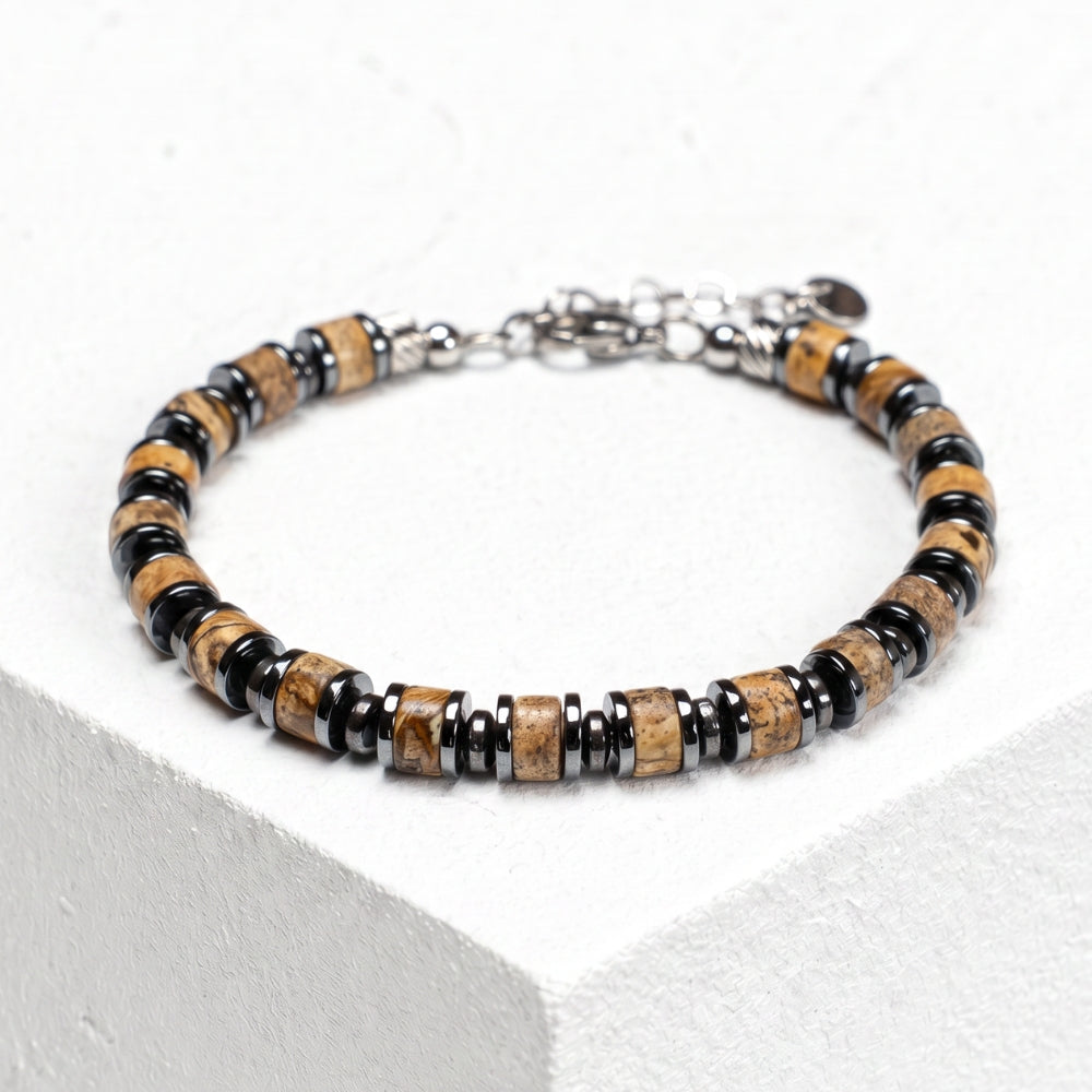Bracciale Adamello in Jasper Australiano ed ematite | 6mm