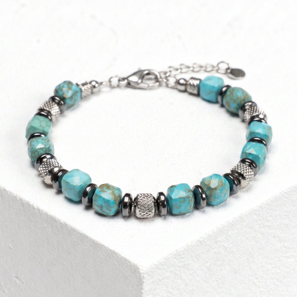Bracciale Horus in Howlite verde acqua | 6mm