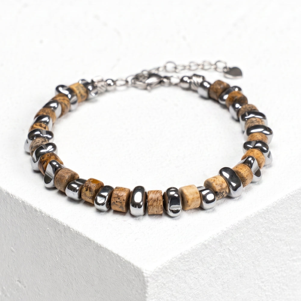 Bracciale Zirmo in Jasper Australiano ed ematite | 6mm