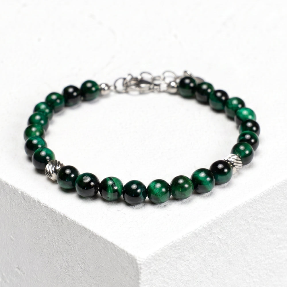 Bracciale Doge in occhio di tigre Verde smeraldo  | 6mm