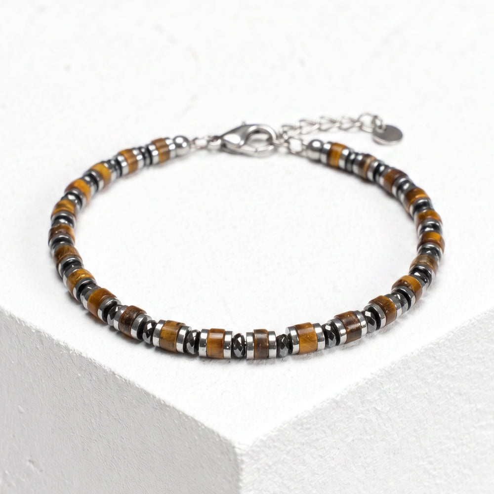 Bracciale Levante in Ematite e Occhio di Tigre  | 4mm