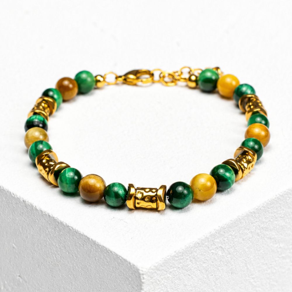 Bracciale Mojito in occhio di tigre verde e giallo | 6mm