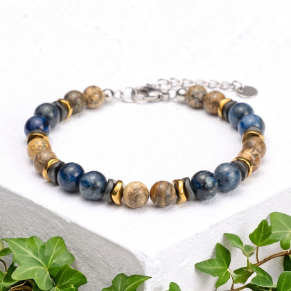 Monte-Armband aus Jaspis und Kyanit | 6-7mm