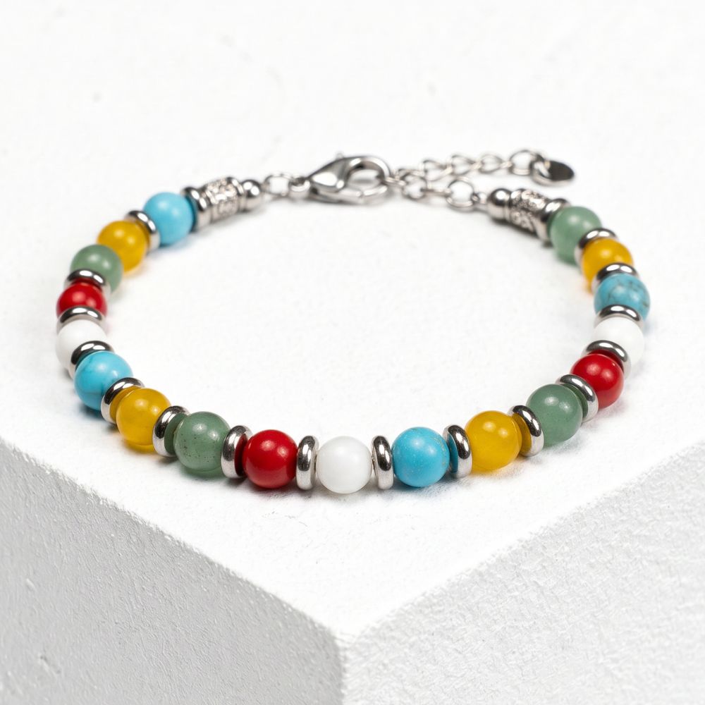 Bracciale Sangria in howlite, giada, avventurina e agata | 6mm