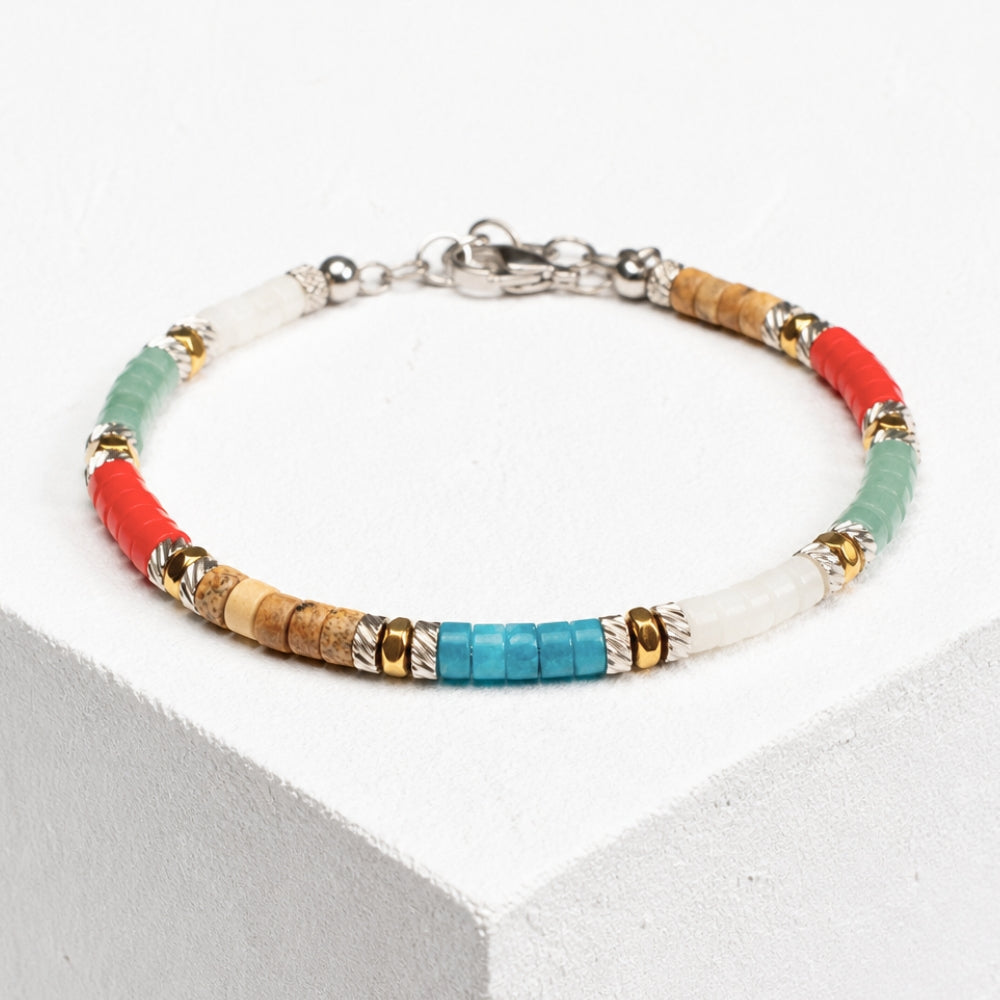 Bracciale Tropical in quarzo, agata, avventurina, madreperla e diaspro | 4mm