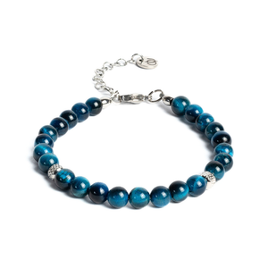Bracciale Doge in occhio di tigre blu zaffiro su sfondo bianco, Lab93Studio