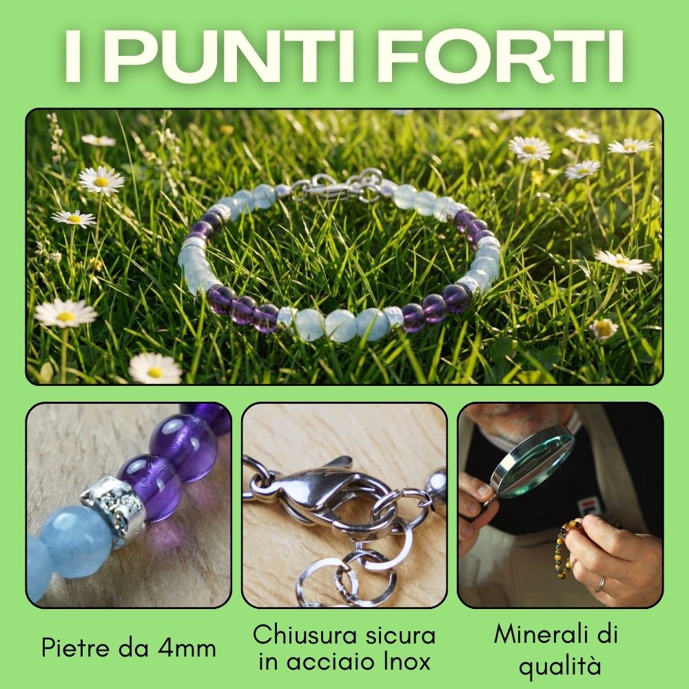 Bracciale Rugiada in angelite e ametista | 4mm