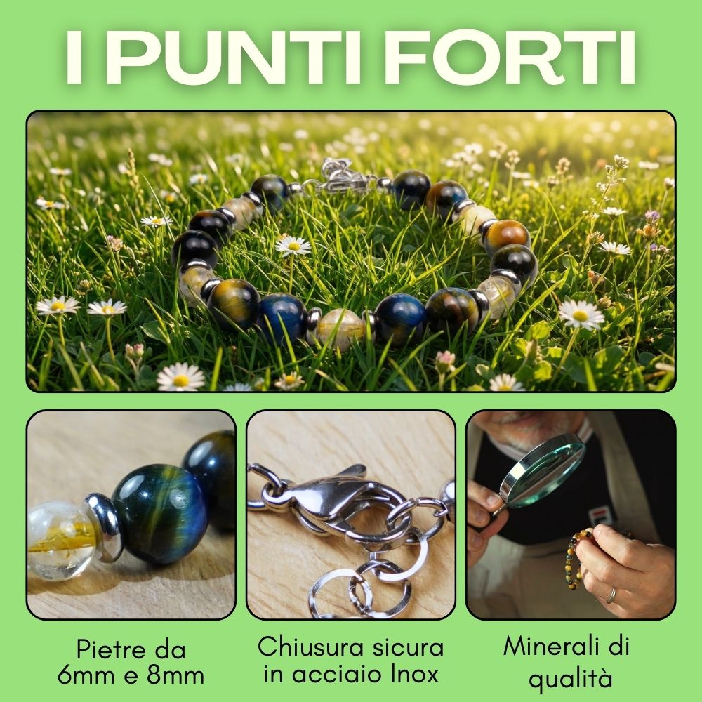 Bracciale Aurora in occhio di tigre e citrino | 6-8 mm