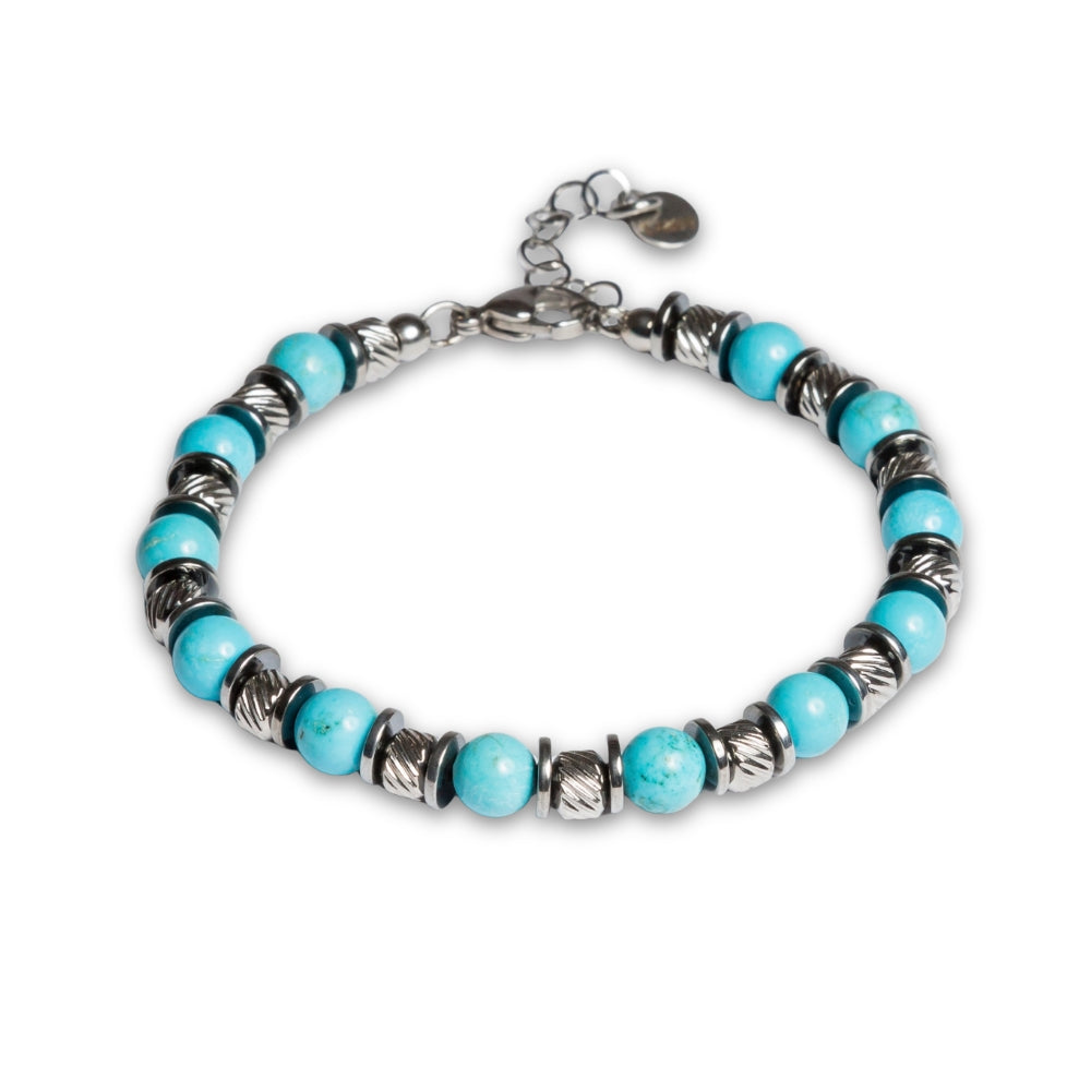 Bracciale Eterna in howlite turchese naturale su sfondo bianco, Lab93Studio